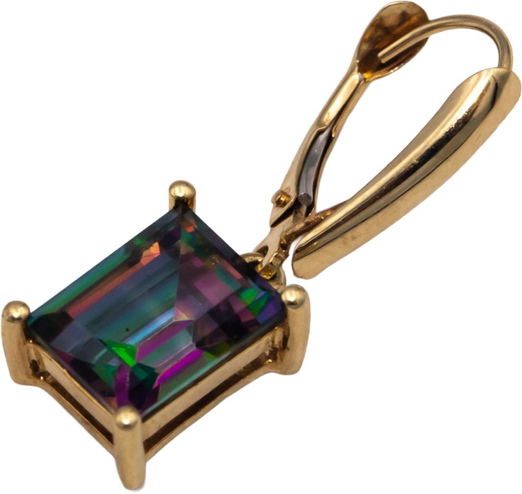 14k Yellow Gold 4.0CT Mystic Topaz Drop Dangle Earrings