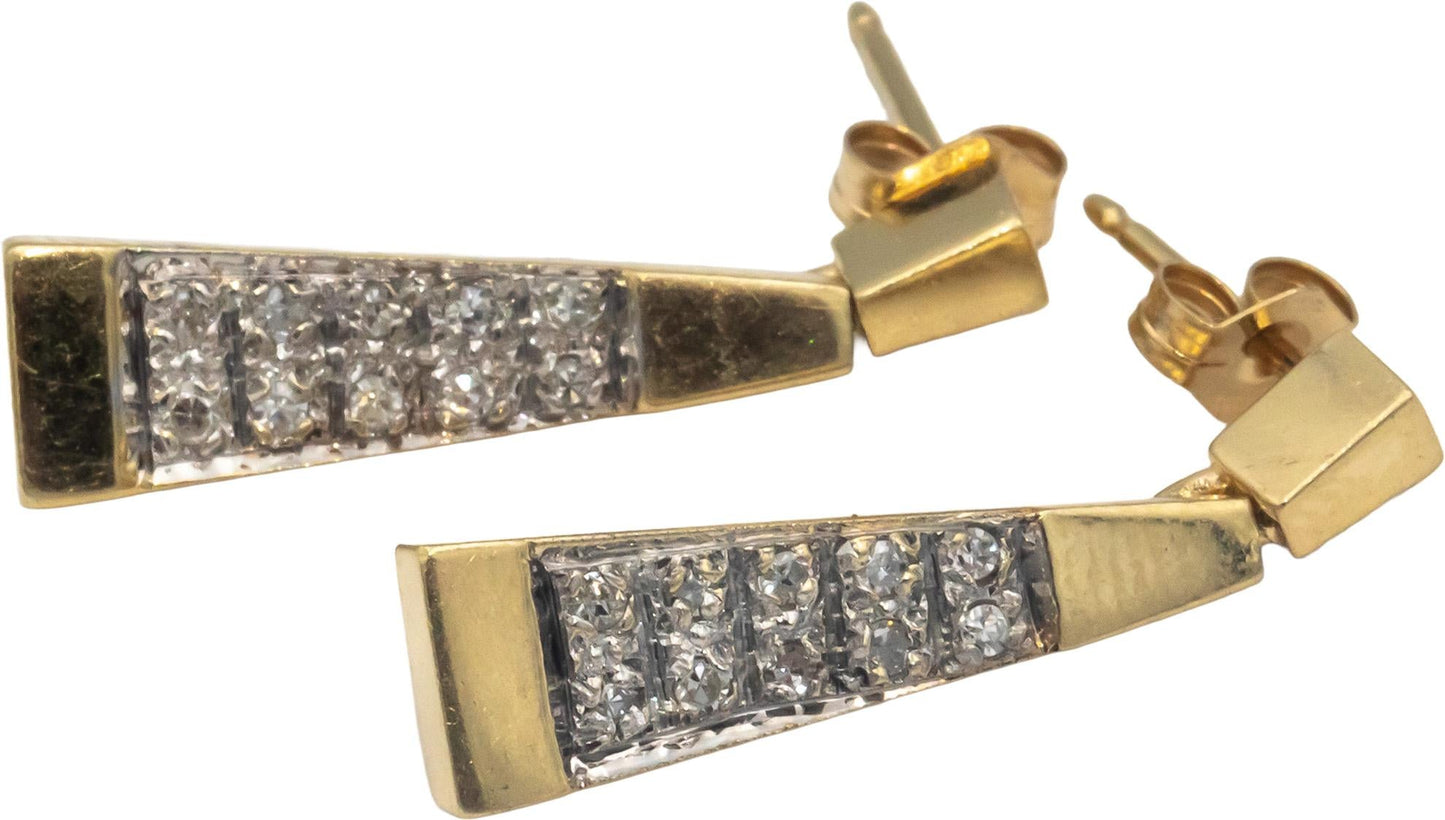 14k Yellow Gold 0.23CT Diamond Drop Dangle Earrings