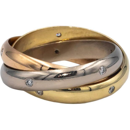 18k White Yellow Rose Gold 0.30CT Round Cut Diamond Rolling Three Band Ring