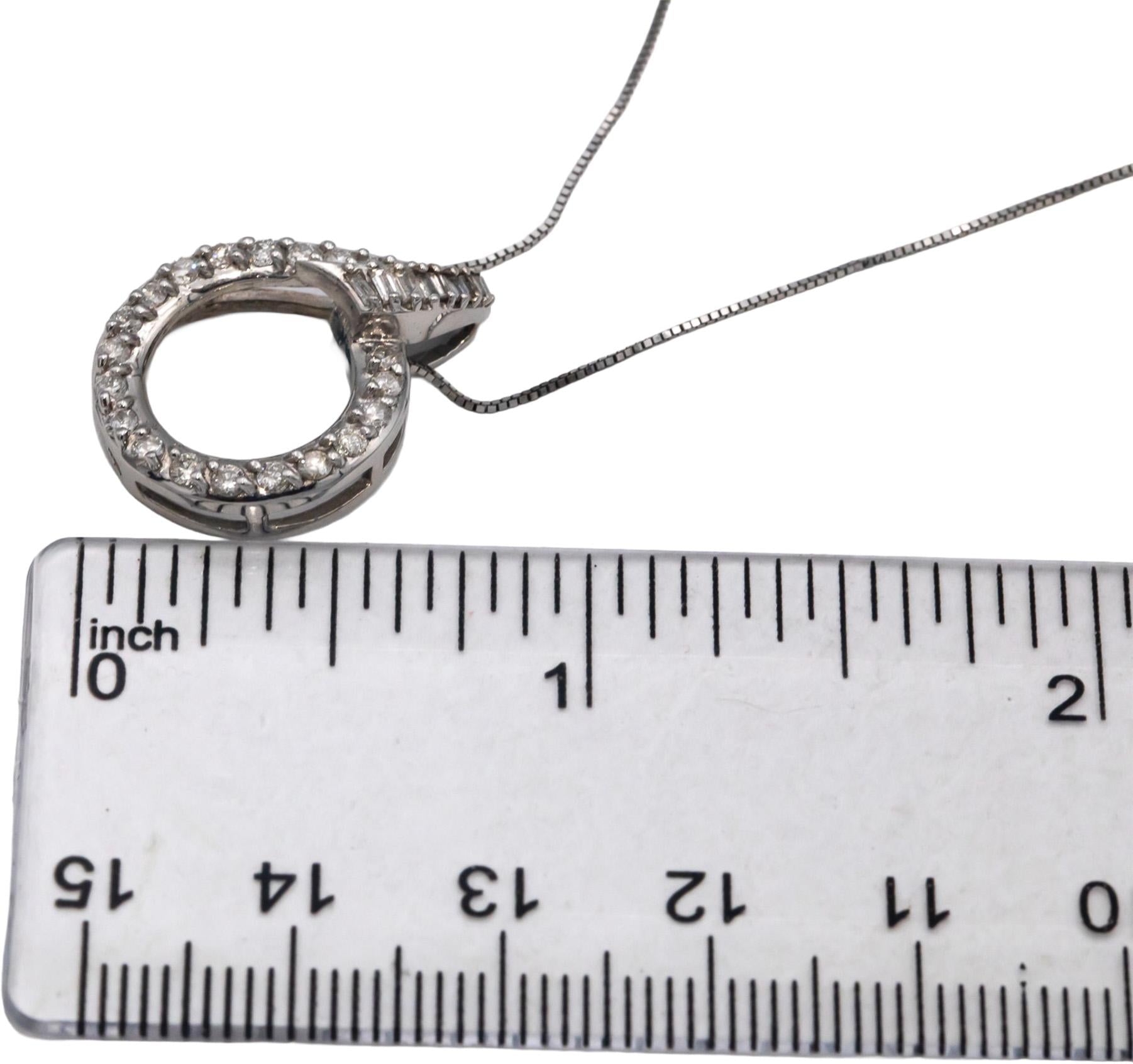 14k White Gold 0.50CT Round Cut Diamond Circle Pendant Necklace
