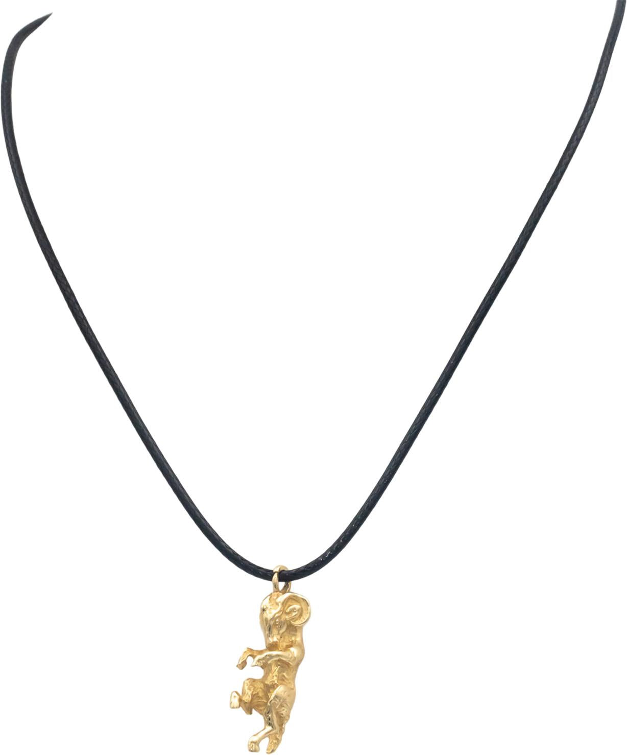14k Yellow Gold Jewelry Detailed Ram Charm Pendant Necklace
