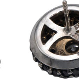 14k White Gold White and Black Diamond Cluster Stud Earrings 2.50CT