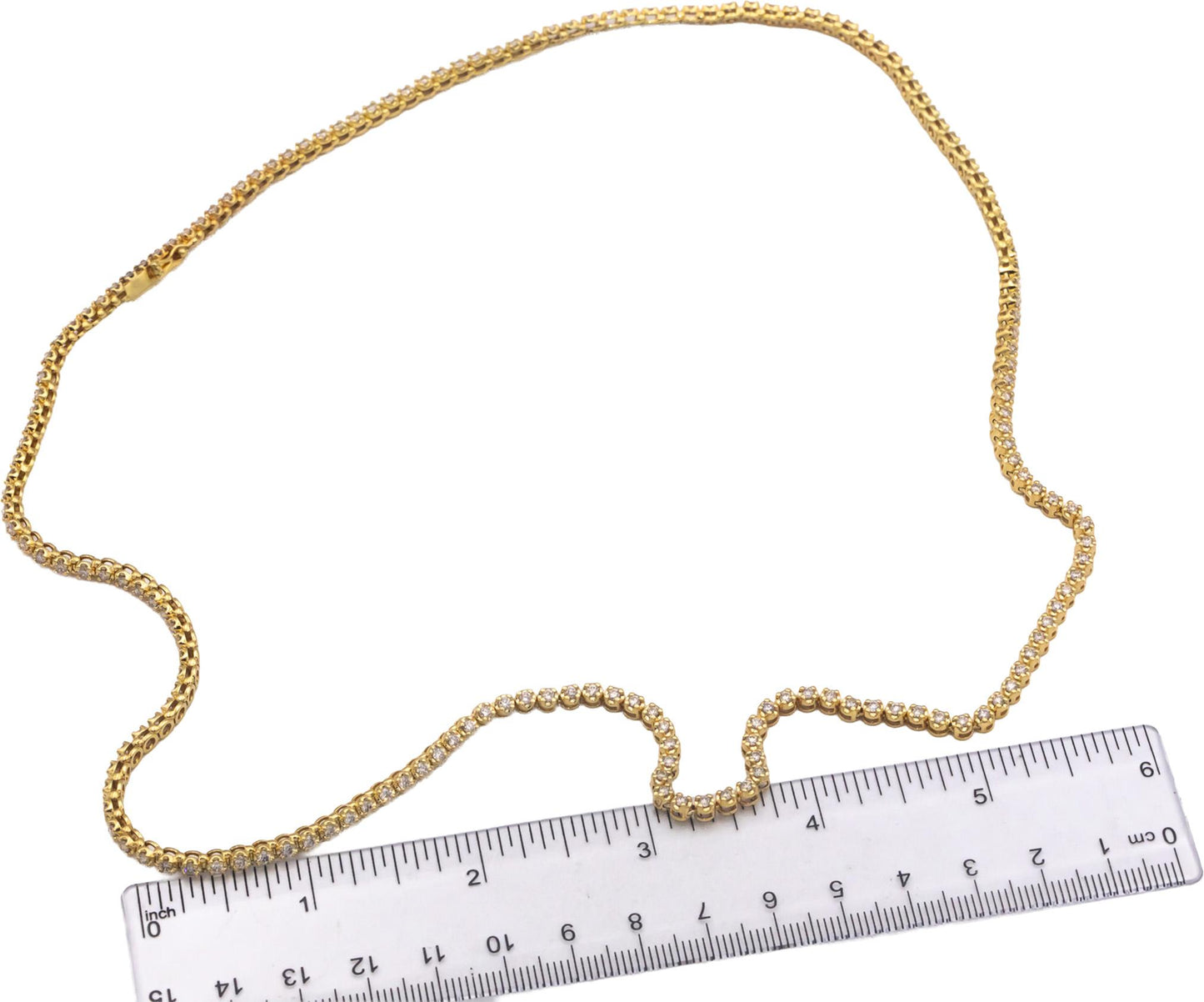 10k Yellow Gold Round Cut Diamond Tennis Necklace 24" Long 5.0CT