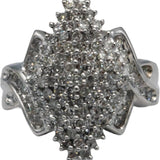 10k White Gold Round Diamond Cluster Cocktail Ring 1.40CT Size 7