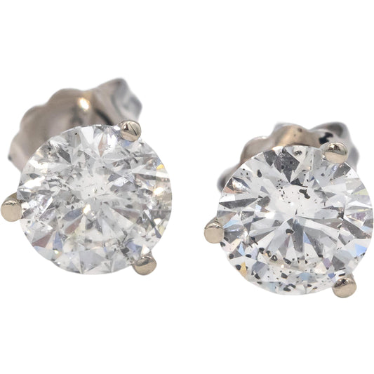 14k White Gold Jewelry Round Cut Diamond Stud Earrings 2.44CT