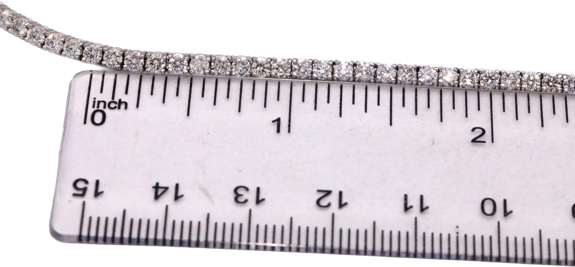14k White Gold Round Cut Diamond Tennis Choker Necklace 16.5" Long 6.24CT