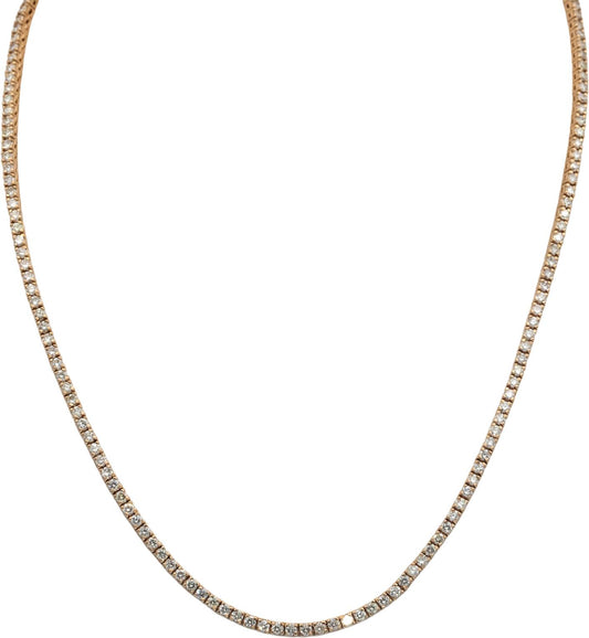 Round Cut Diamond 14k Rose Gold Jewelry Tennis Necklace 5.97CT