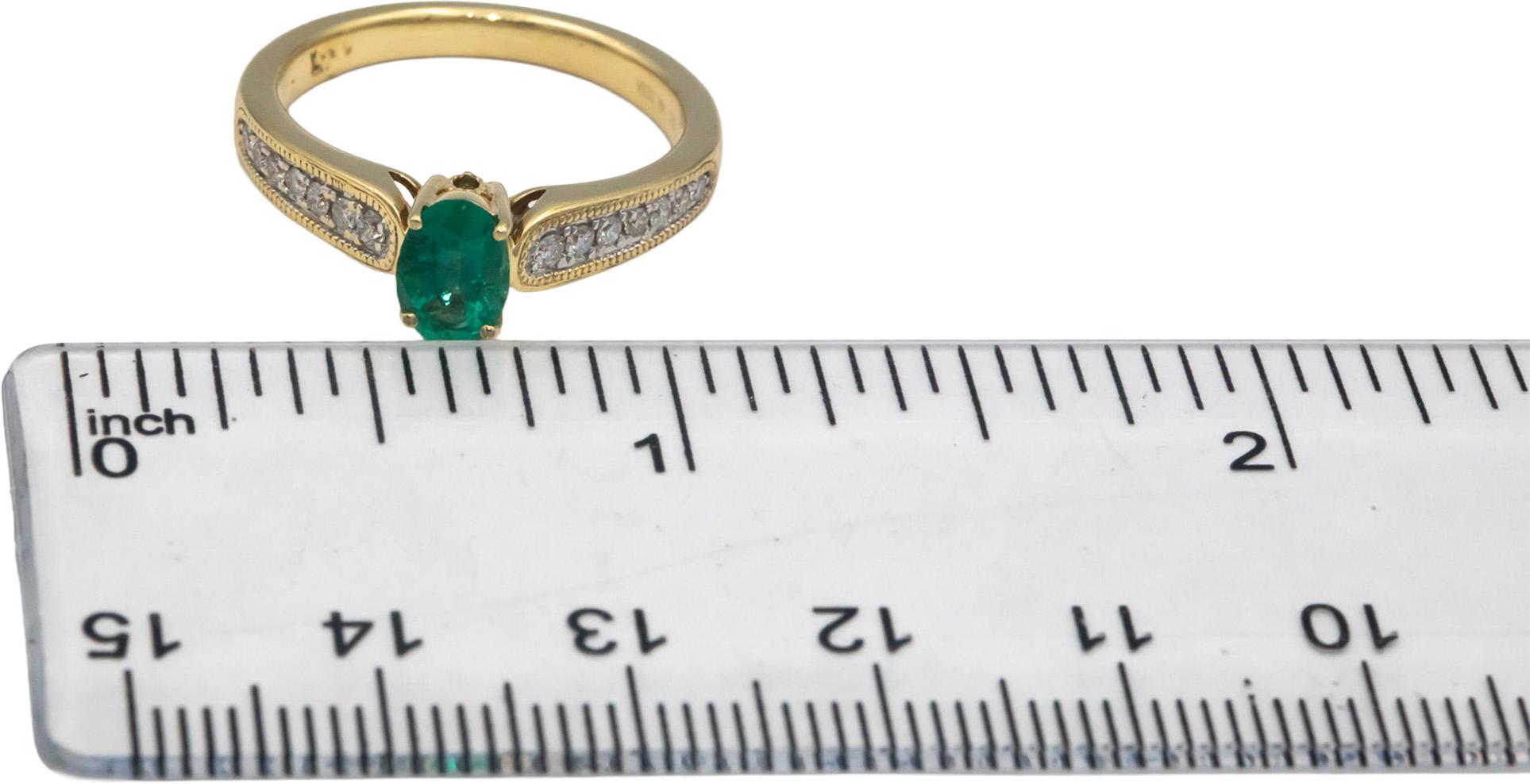 14k Yellow Gold Jewelry 0.97CT VS Diamond and Emerald Ring Size 7.25
