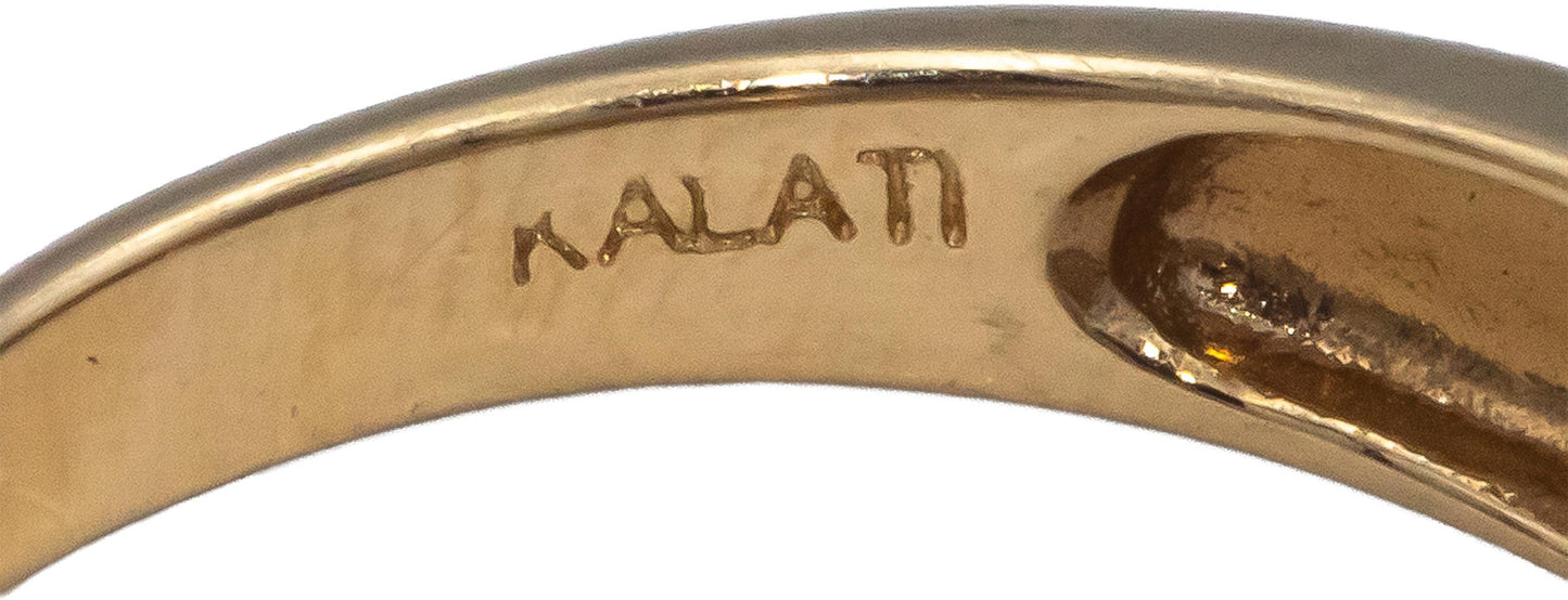 Designer 14k Yellow Gold 0.54CT Round Diamond Trillion Tanzanite Ring Size 6.75