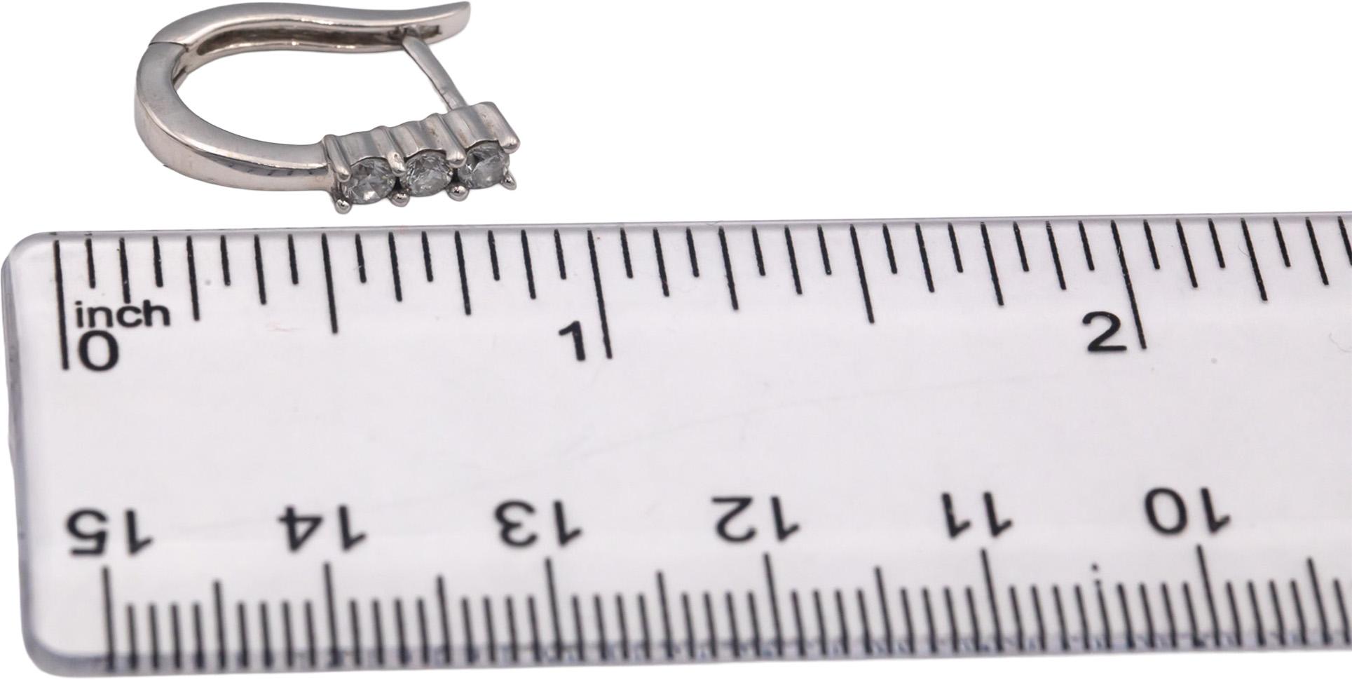 14k White Gold Jewelry 0.50CT Round Cut Diamond Huggie Earrings
