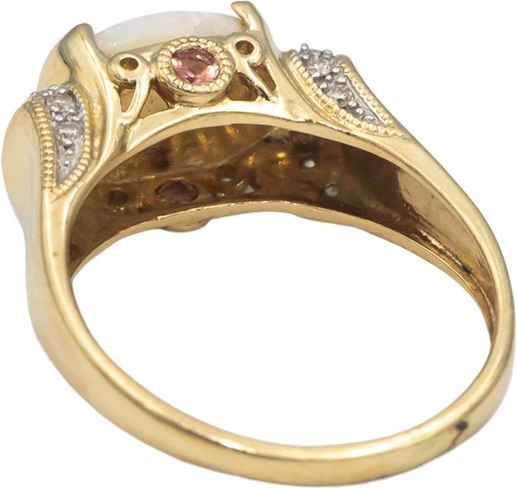 14k Yellow Gold 1.75CT Diamond Opal Tourmaline Ring Size 8.25