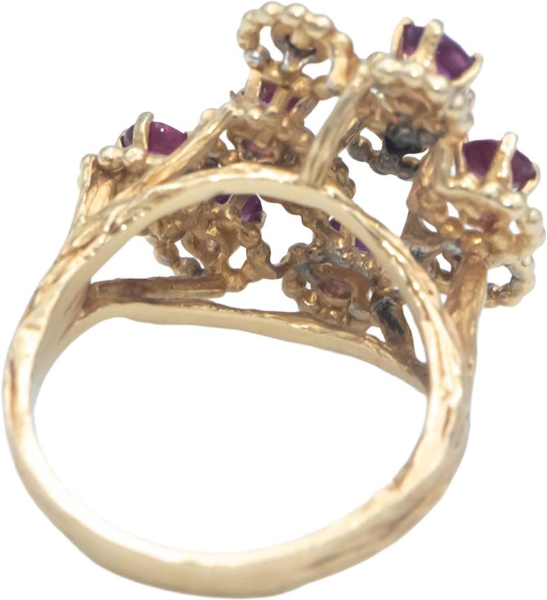 14k Yellow Gold 0.75CT Round Cut Diamond and Ruby Ring Size 6