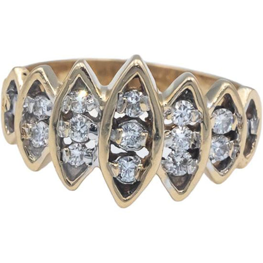 Designer 14k Yellow Gold 0.30CT Round Cut Diamond Ring Size 5.75