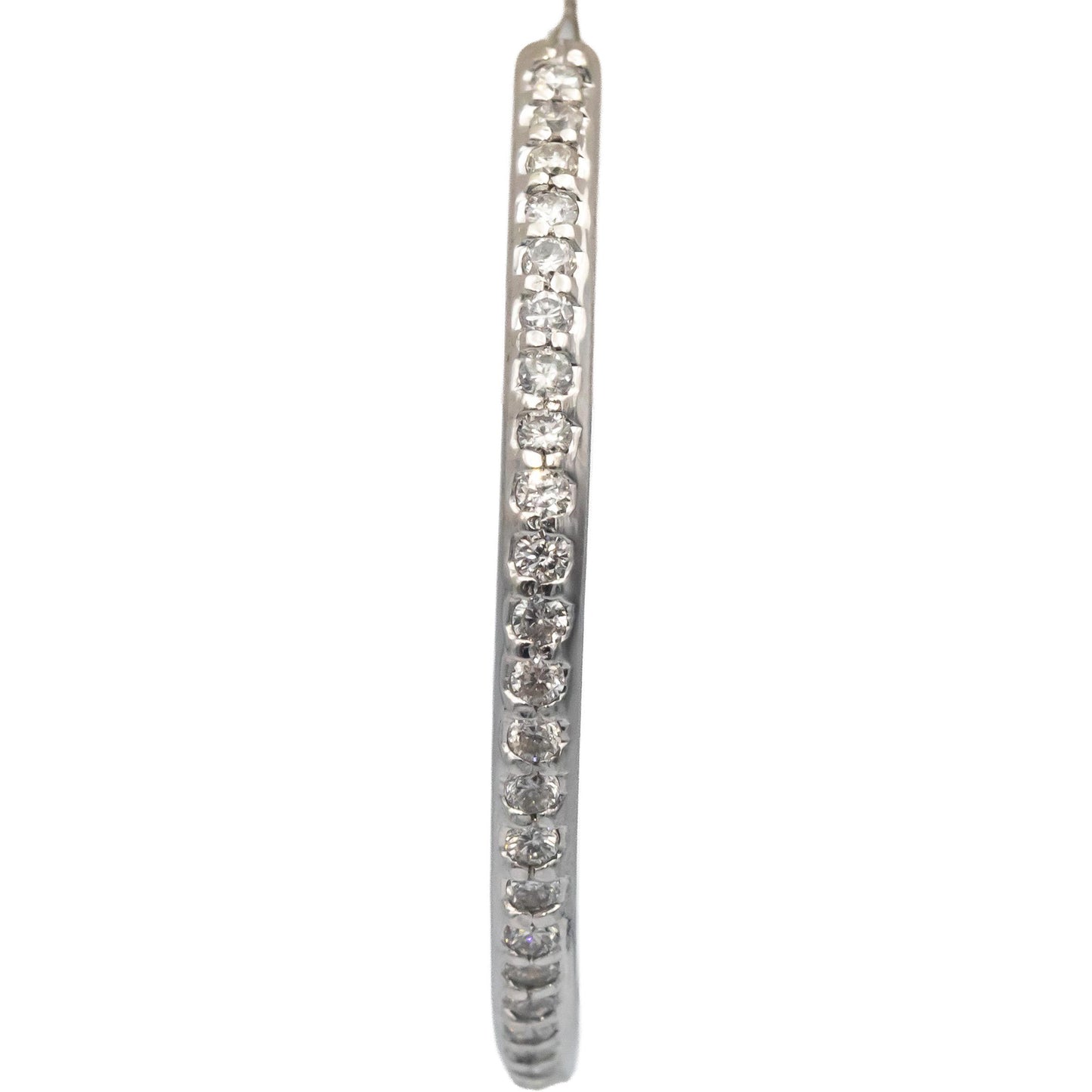 14k White Gold 1.50CT Round Cut Diamond Inside Out Hoop Earrings