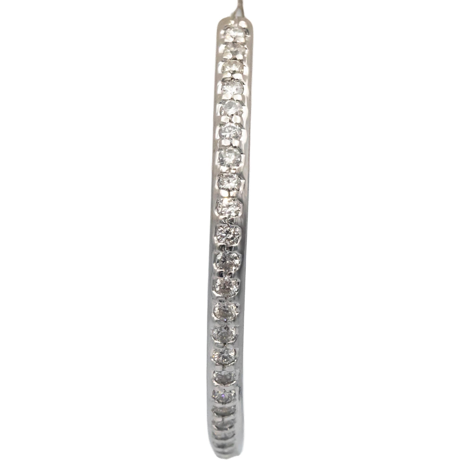 14k White Gold 1.50CT Round Cut Diamond Inside Out Hoop Earrings