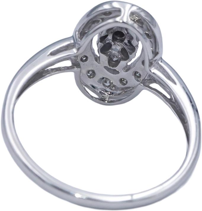 14k White Gold 0.20CT Round Cut Diamond Cluster Oval Halo Ring Size 7