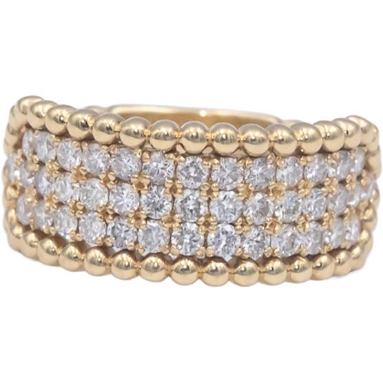 14k Yellow Gold 0.75CT Round Cut Diamond Three Row Band Ring Size 6.75