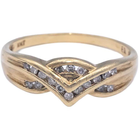 10k Yellow Gold 0.20CT Round Cut Diamond Band Ring Size 7.5