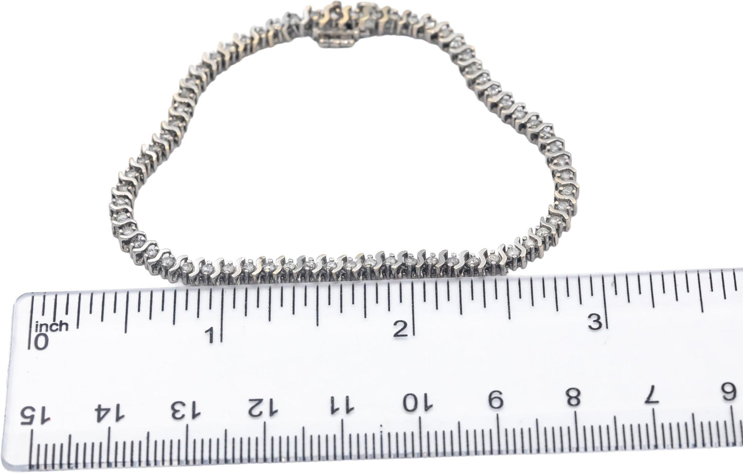 14k White Gold 1.0CT Round Cut Diamond S-Link Tennis Bracelet
