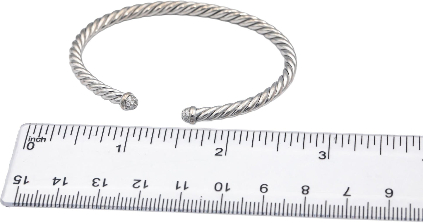 DAVID YURMAN 18k White gold .18CT VS Diamond Flex Cuff Bracelet $3250 Retail