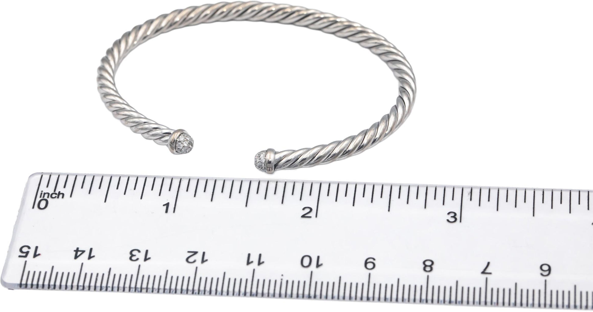 DAVID YURMAN 18k White gold .18CT VS Diamond Flex Cuff Bracelet $3250 Retail