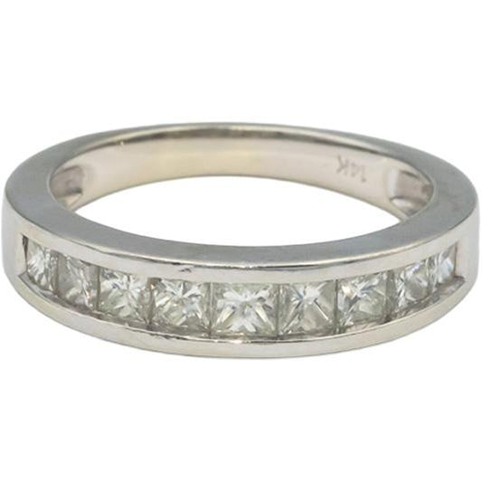 14k White Gold 1.0CT VS Princess Cut Diamond Band Ring Size 6