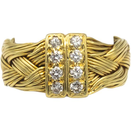 18k Yellow Gold 0.25CT VS Round Cut Diamond Woven Cable Ring Size 7