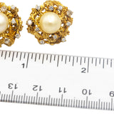 10k Yellow Gold VS Round Cut Diamond & 9mm Pearl Freeform Earrings 0.75CT