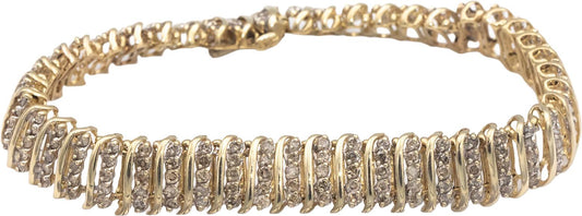 Diamond Round Cut 10k Yellow Gold Jewelry Fancy Link Bracelet 5.0CT
