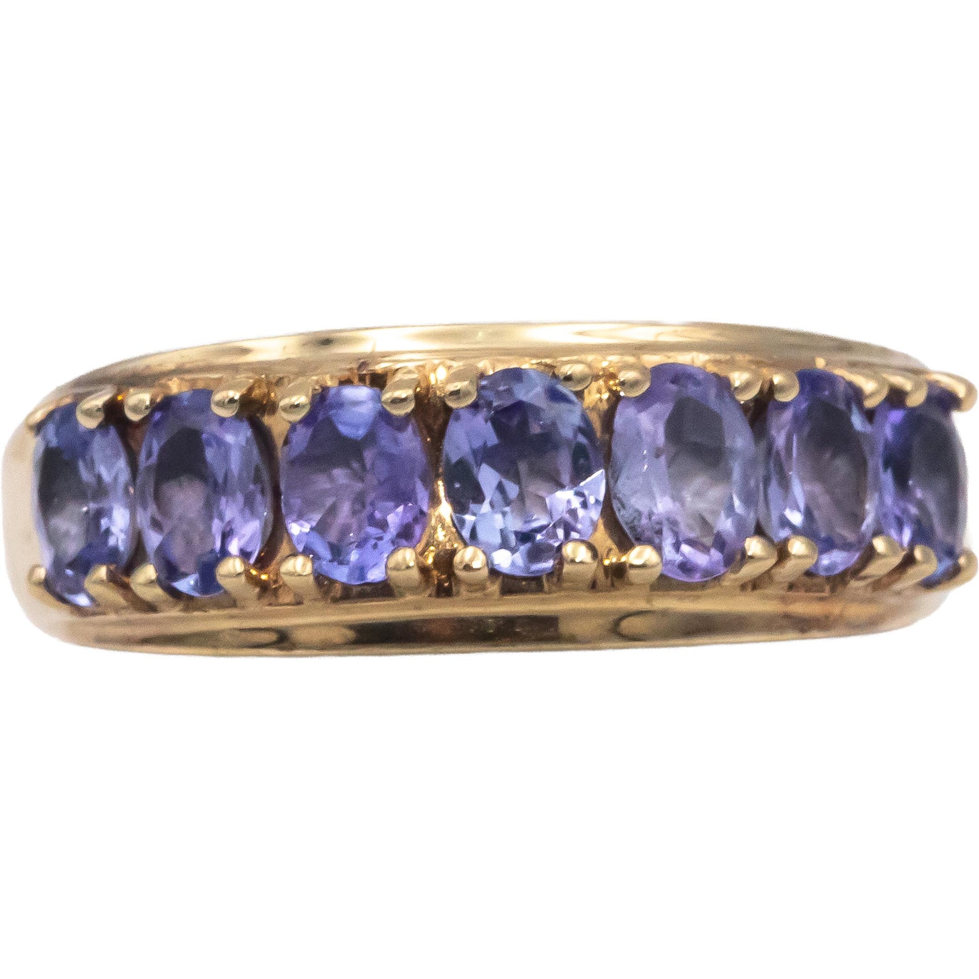 Tanzanite Oval Cut 10k Yellow Gold Jewelry Band Ring 1.0CT Size 6