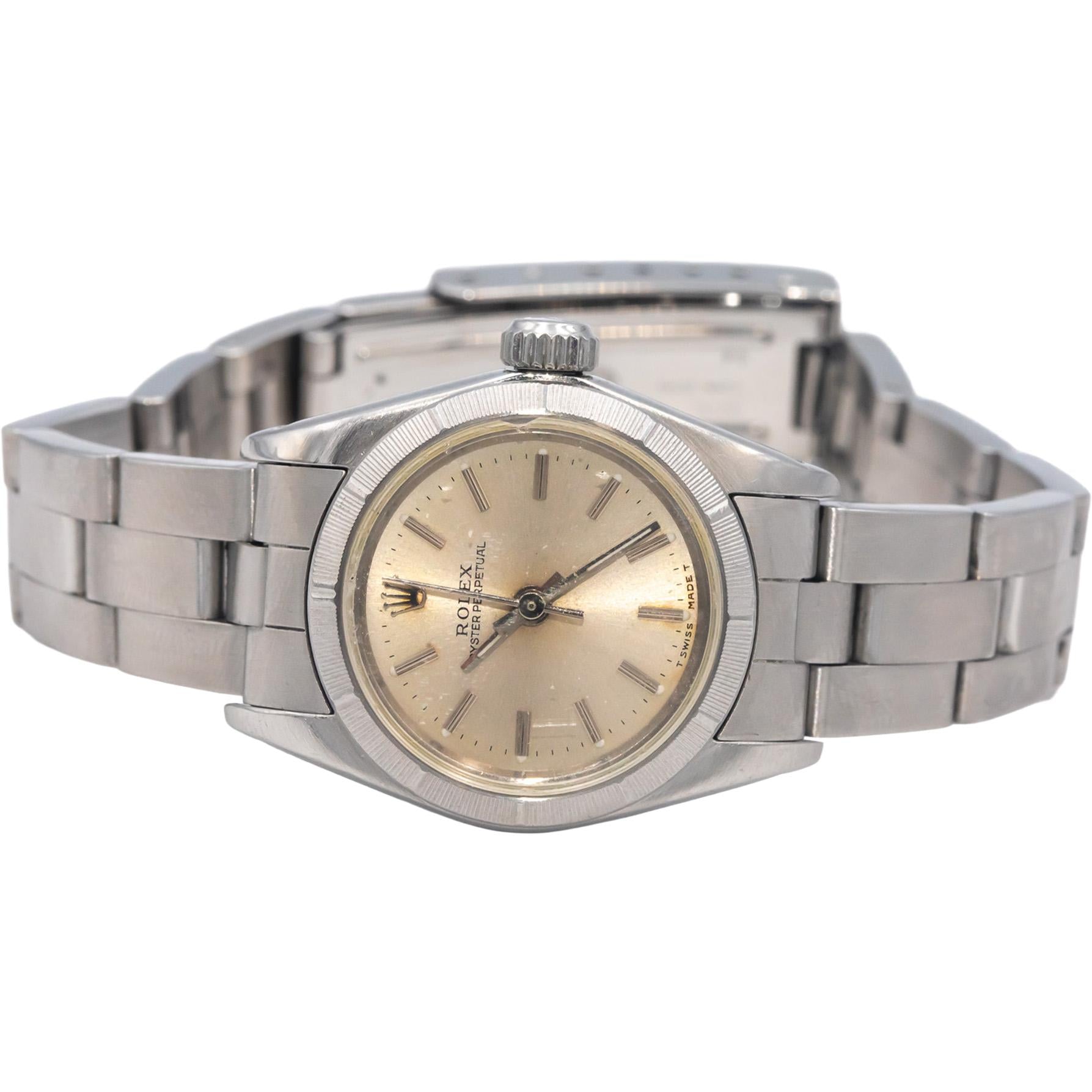 ROLEX Stainless Steel 67230 Oyster Perpetual Ladies Automatic Watch w/ Papers