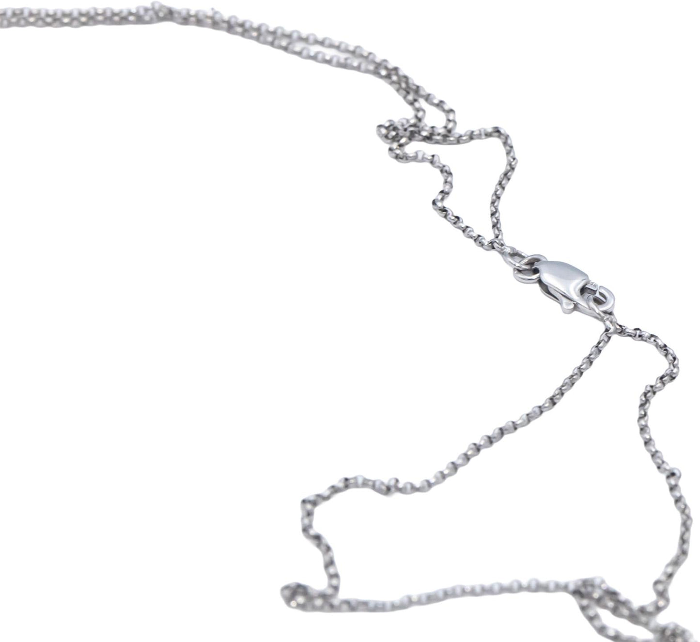 Round Diamond 14k White Gold Floral Pendant Double Chain Necklace 1.0CT