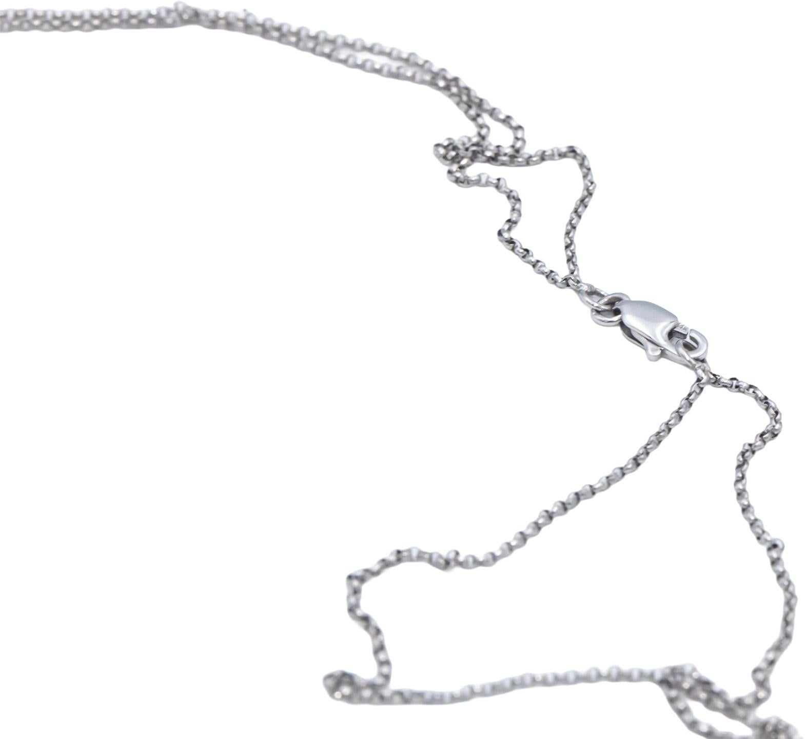 Round Diamond 14k White Gold Floral Pendant Double Chain Necklace 1.0CT