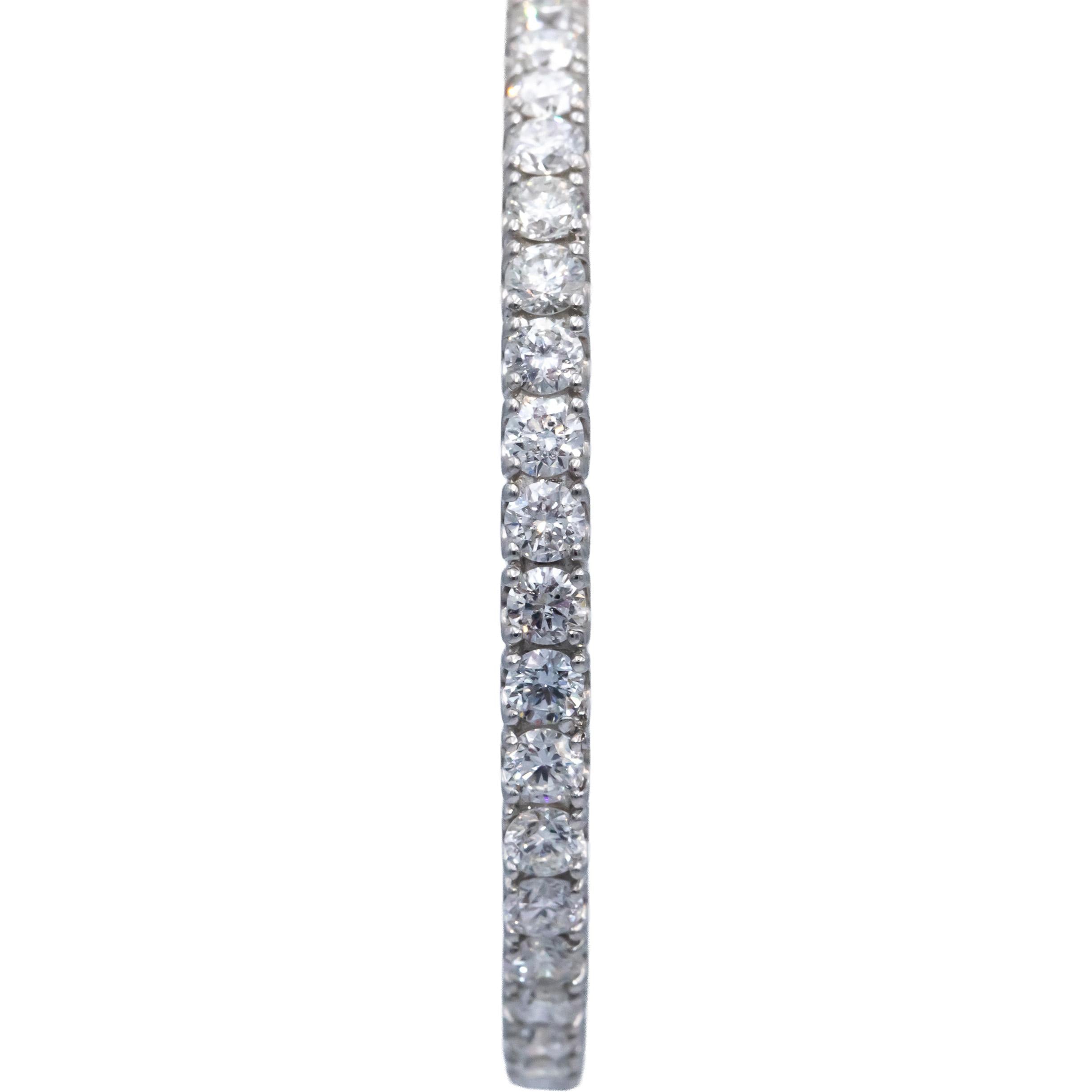 14k White Gold Round Lab Grown Diamond Inside Out Hoop Earrings 6.0CT