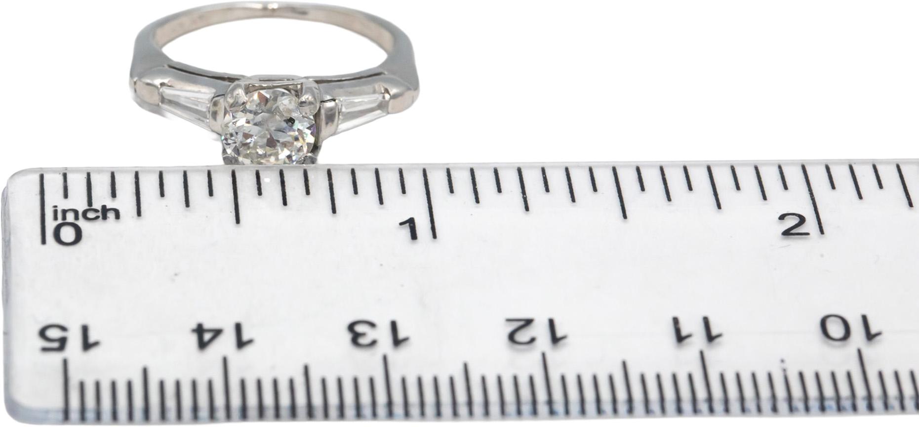 Platinum Diamond Engagement Ring 1.10CT w/ 0.85CT Center Size 4.5