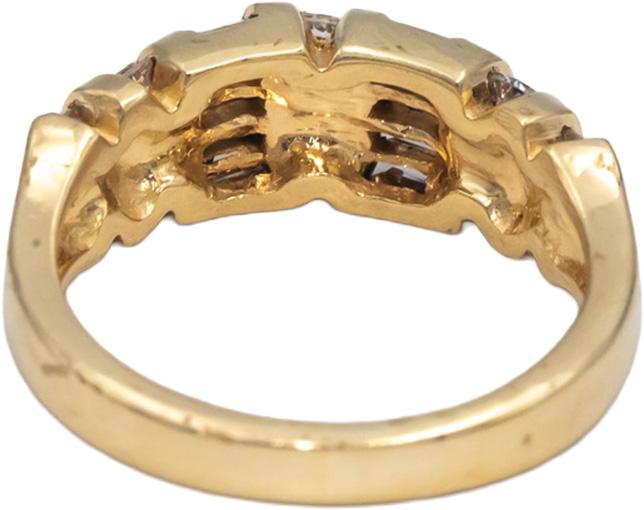 Round & Baguette Diamond 14k Yellow Gold Cocktail Ring 0.75CT Size 6.25