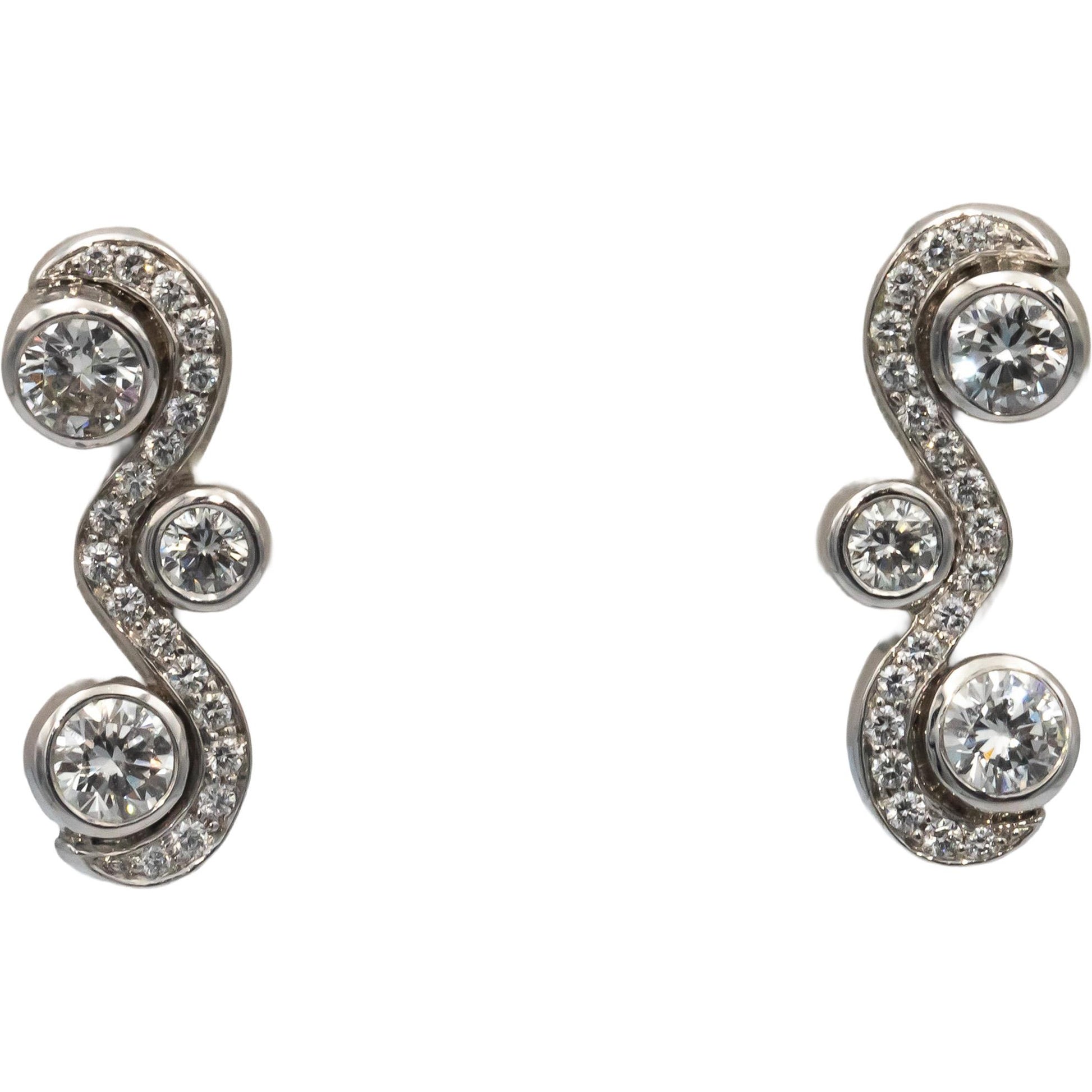 18k White Gold Jewelry VS Round Diamond Drop Stud Earrings 1.45CT