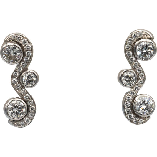 18k White Gold Jewelry VS Round Diamond Drop Stud Earrings 1.45CT