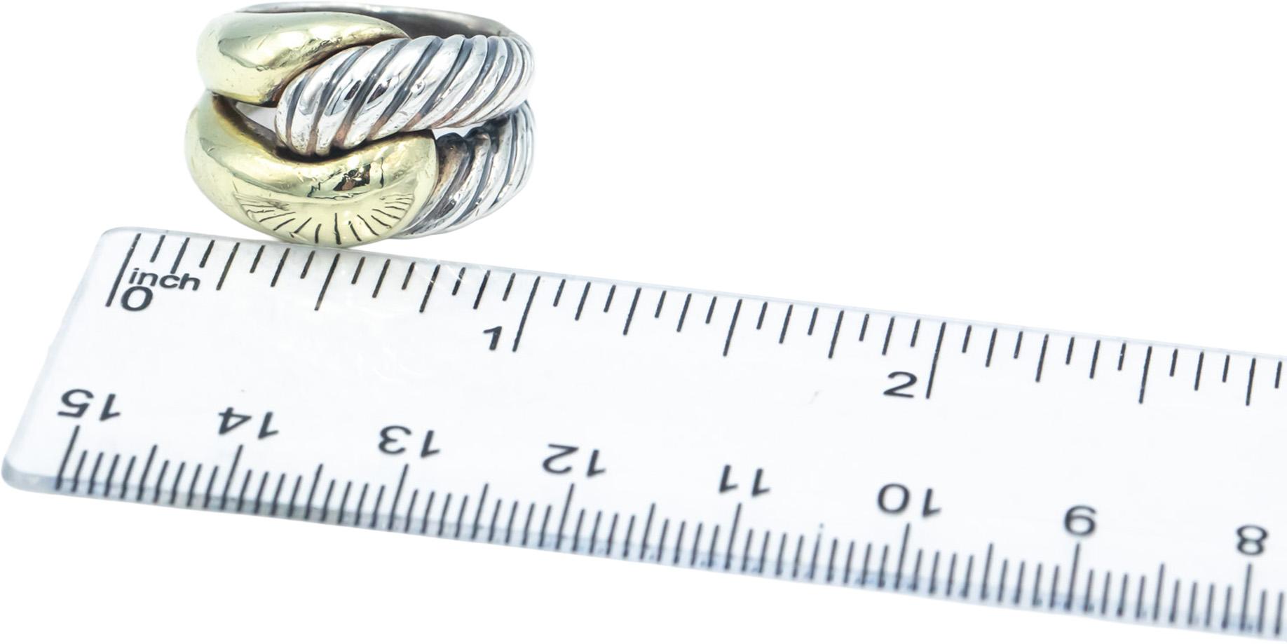 DAVID YURMAN 18k Yellow Gold & Sterling Silver Cable Crossover Ring Size 7