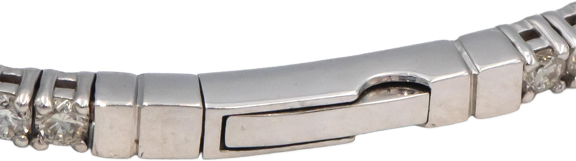 18k White Gold VS Round Diamond Semi-Flexible Bangle Bracelet 2.99CT