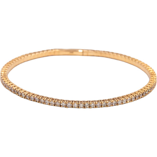 18k Rose Gold VS Round Diamond Flexible Bangle Bracelet 2.35CT