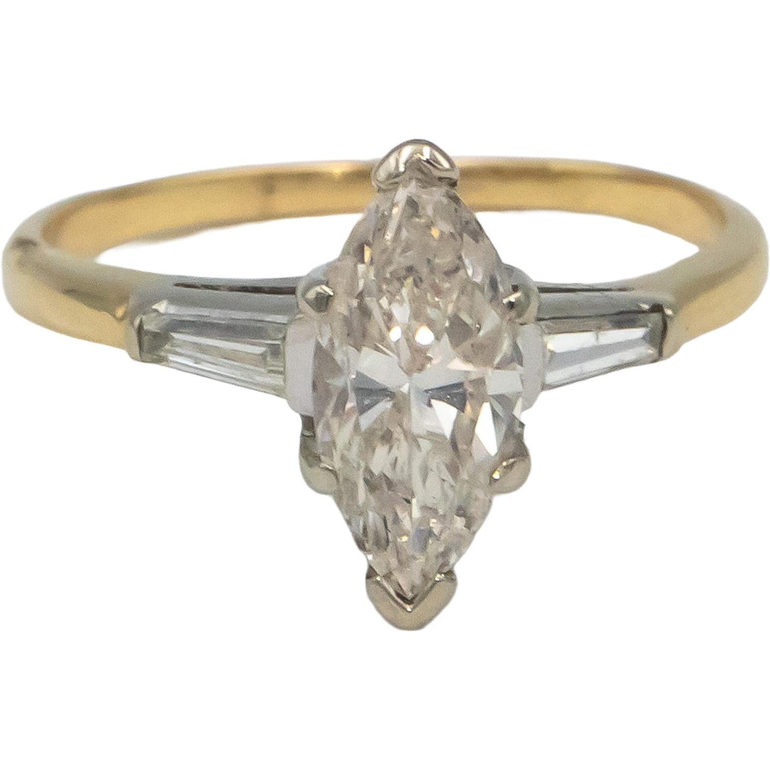 14k Yellow & White Gold Diamond Engagement Ring 1.32CT w/ 1.20CT Center Size 7