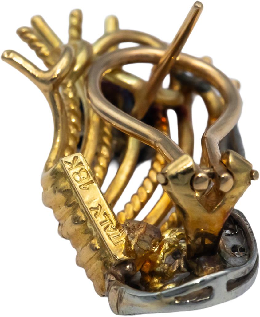 Vintage 18k White & Yellow Gold VS Diamond & Sapphire Earrings 0.50CT