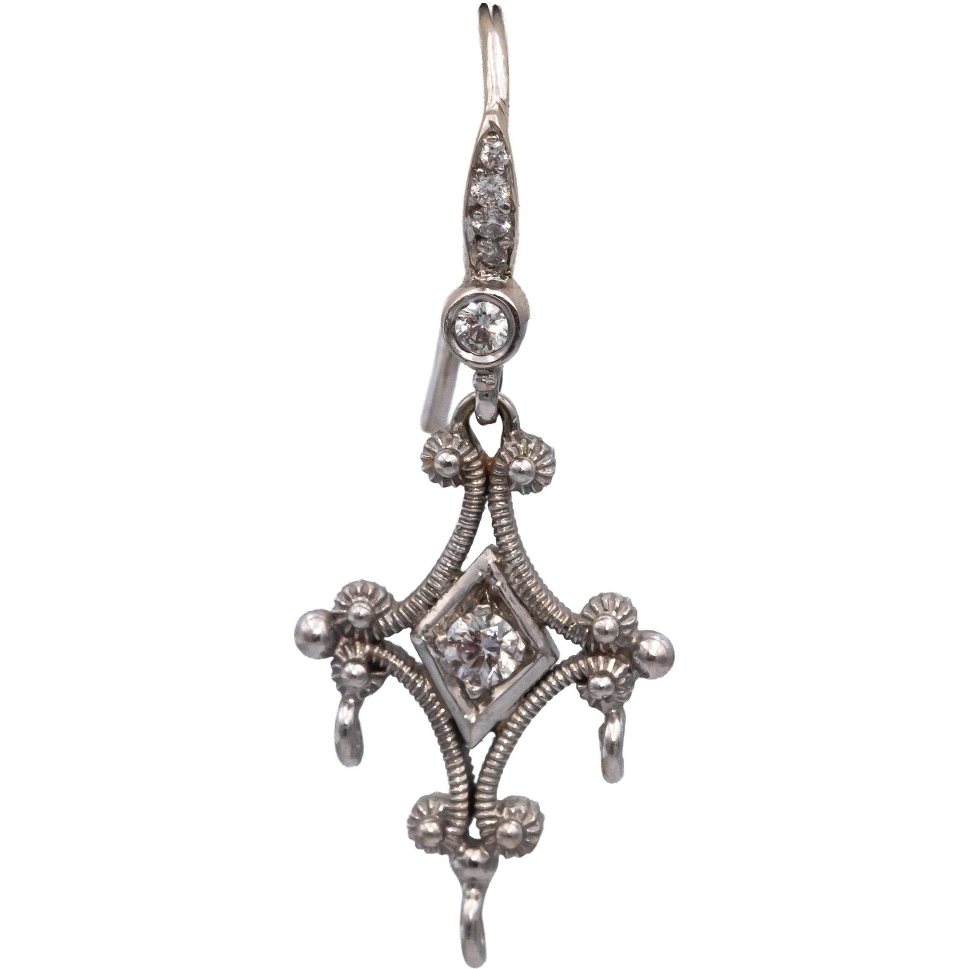 18k White Gold 0.19CT VS Round Diamond Drop Dangle Earrings 0.19CT