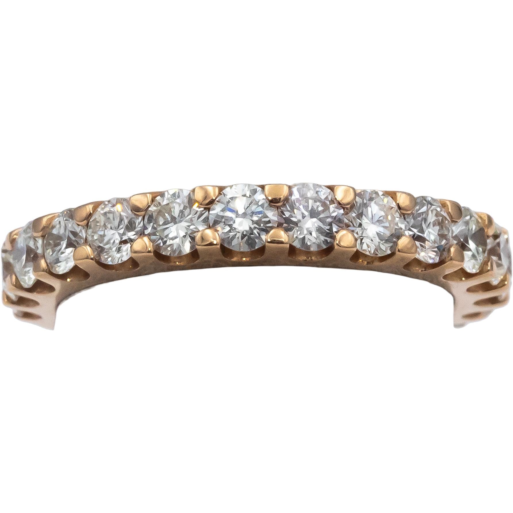 18k Rose Gold VS Round Diamond Half Eternity Band Ring 1.50CT Size 6