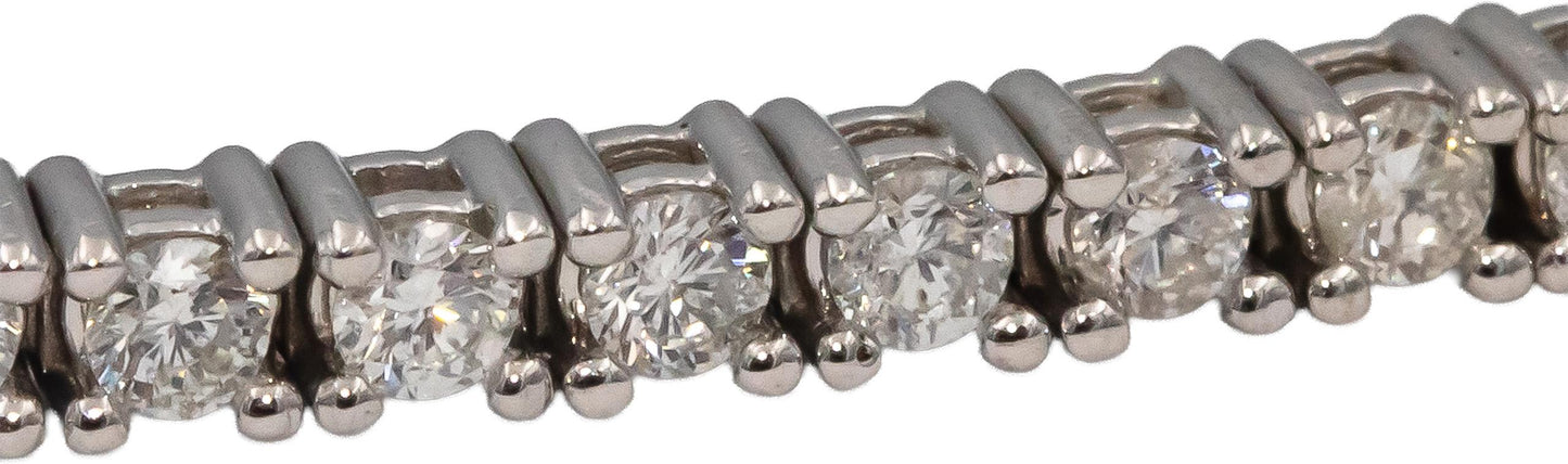 18k White Gold Round Diamond Bolo Bracelet w/ Adjustable Clasp 0.70CT