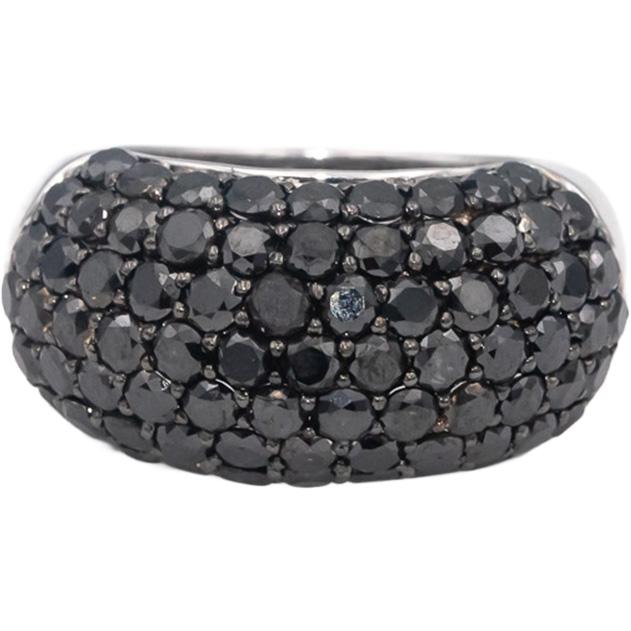 14k White Gold Round Black Diamond Cluster Dome Ring 2.31CT Size 7