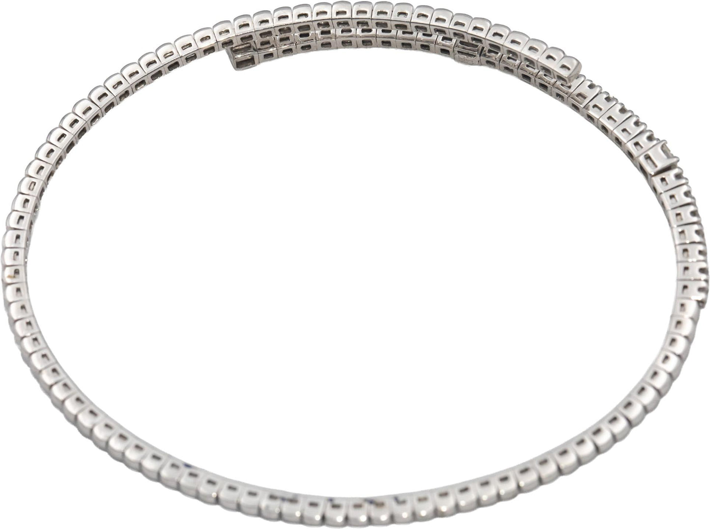 18k White Gold Princess & Round Diamond Flexible Bangle Bracelet 0.47CTW