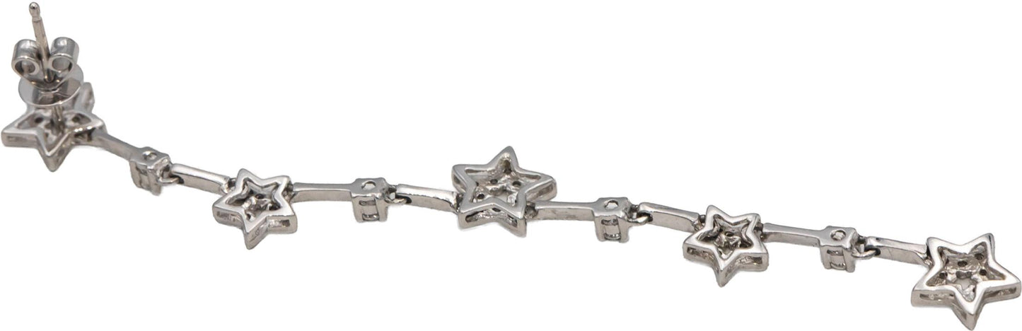 18k White Gold Round Diamond Star Drop Dangle Earrings 0.75CTW