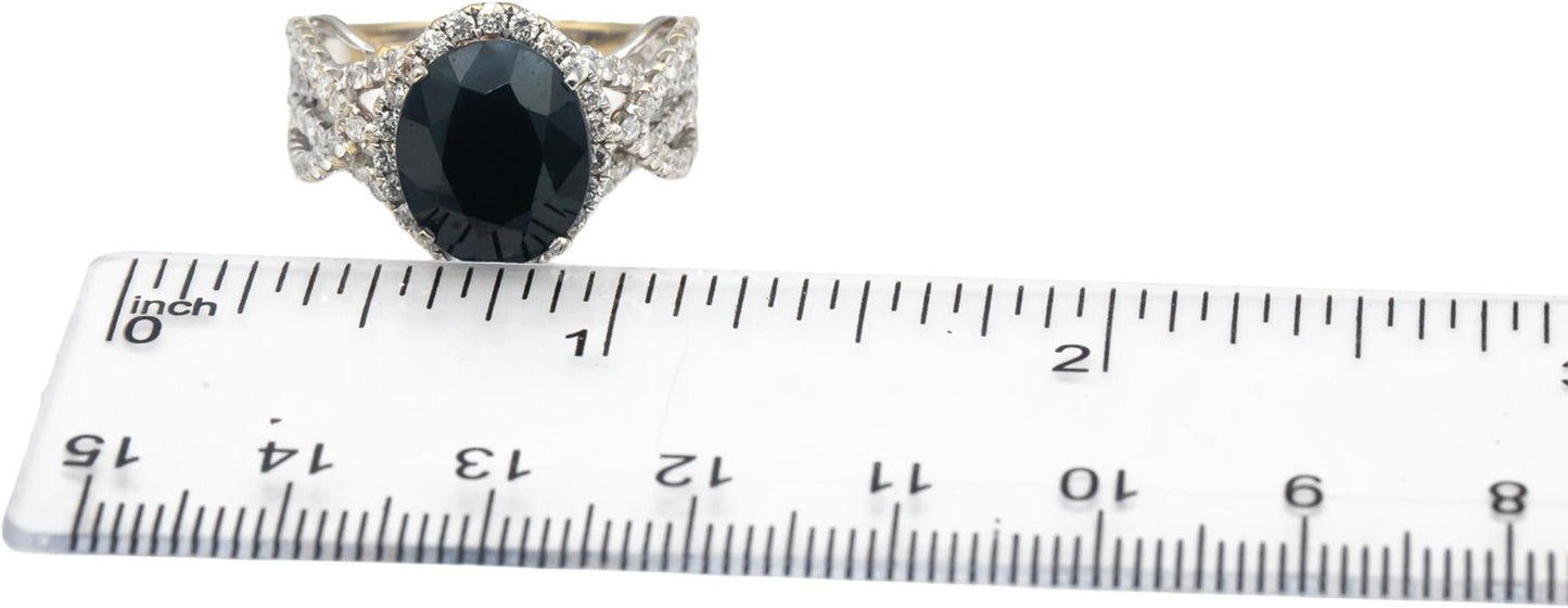 18k White & Yellow Gold VS Diamond & Sapphire Cocktail Ring 6.0CTW Size 7.25